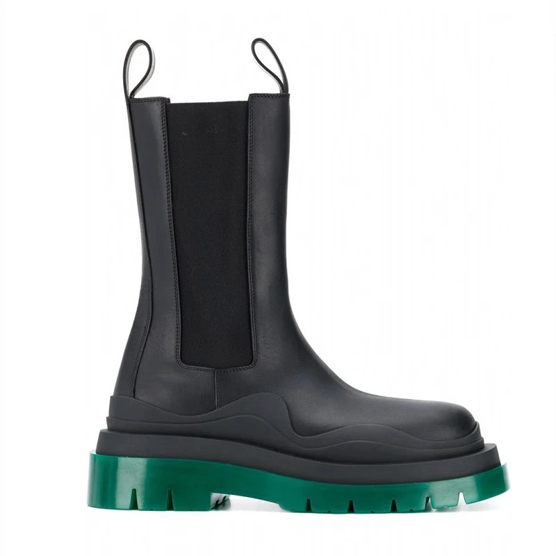 正确版本bv靴子绿底马丁厚底烟筒高筒靴暗黑风高帮增高鞋烟筒短靴