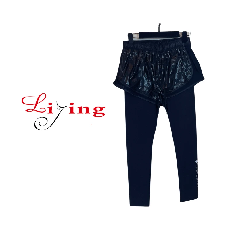 LIJING/弹力高腰假两件户外运动瑜伽裤春夏女SH01  DD