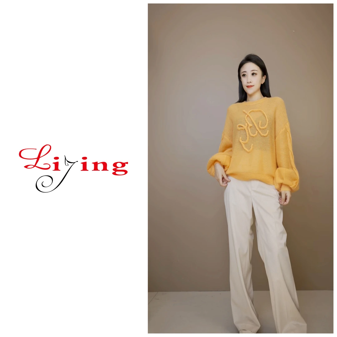 LIJING/橘色时尚针织上衣DD 0002