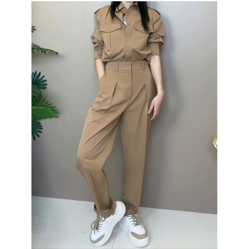 【LIJING】显瘦工装风卡其色透气哈伦裤DD A297