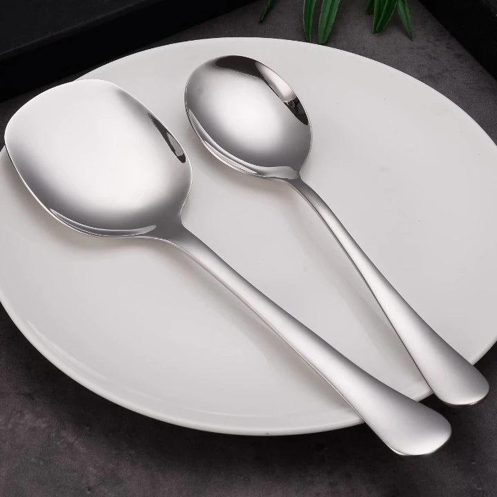 304不锈钢大公勺子服务勺大号分菜勺酒店自助餐厅食堂加厚公用勺