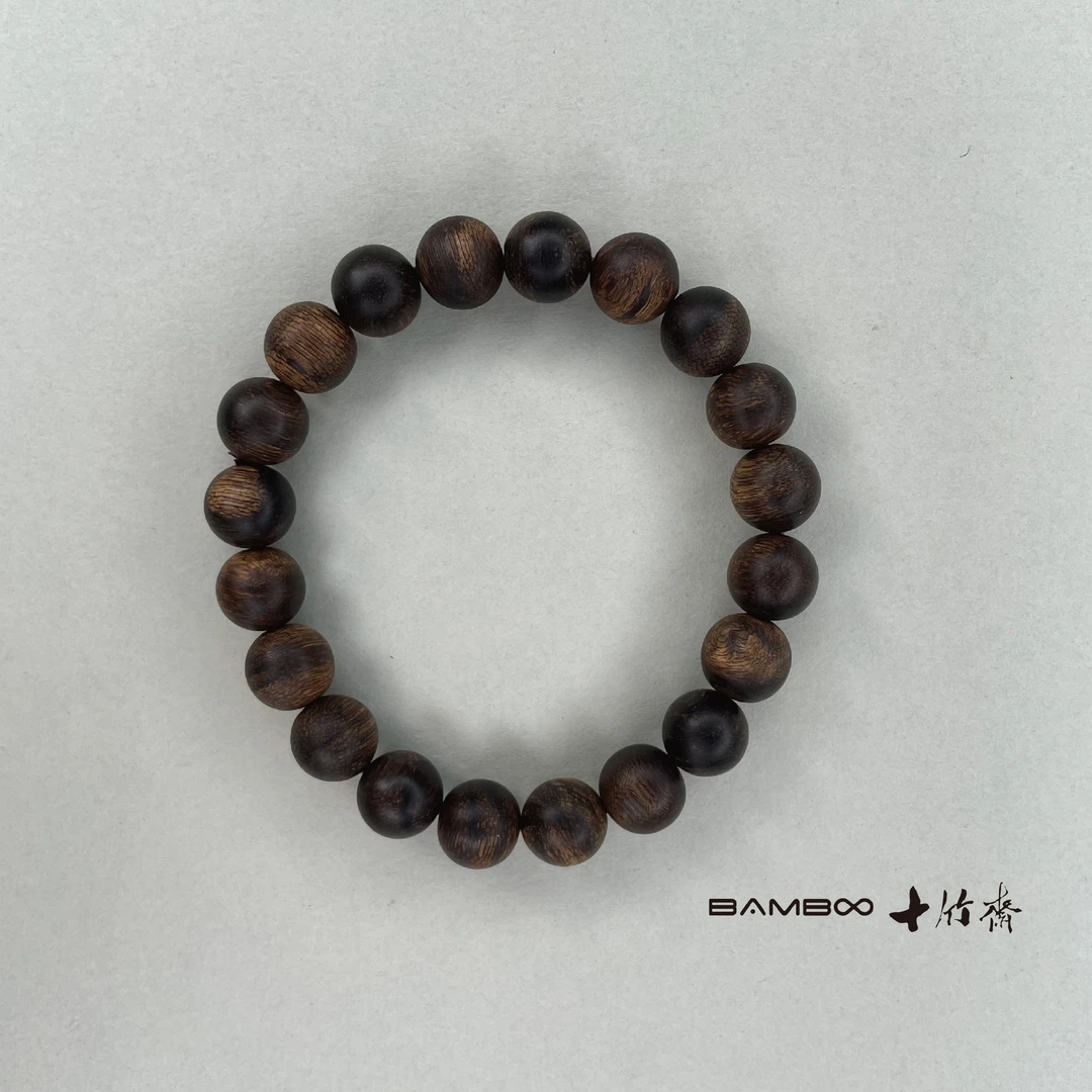 SZYSM08622-越南芽庄绿奇楠野生料沉水单圈沉香手串/BAMBOO十竹斋