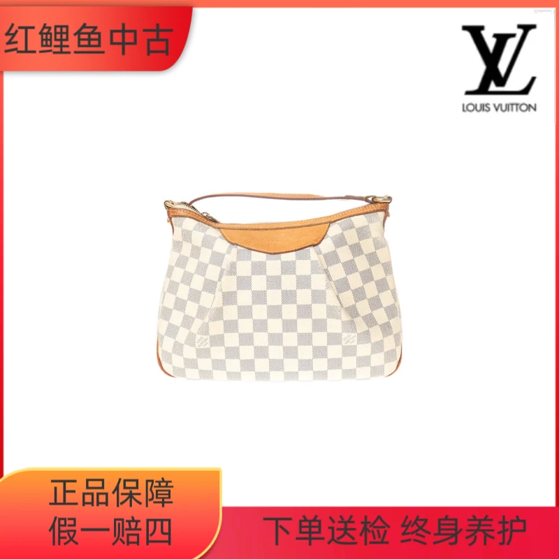 95新 LouisVuitton/路易威登 lv白棋盘格斜跨包/小号单肩包