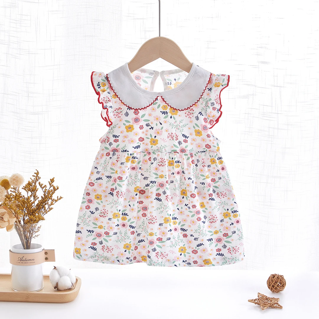 巴拉巴拉2024女童短袖连衣裙夏装女宝宝公主裙纯棉吸汗透气