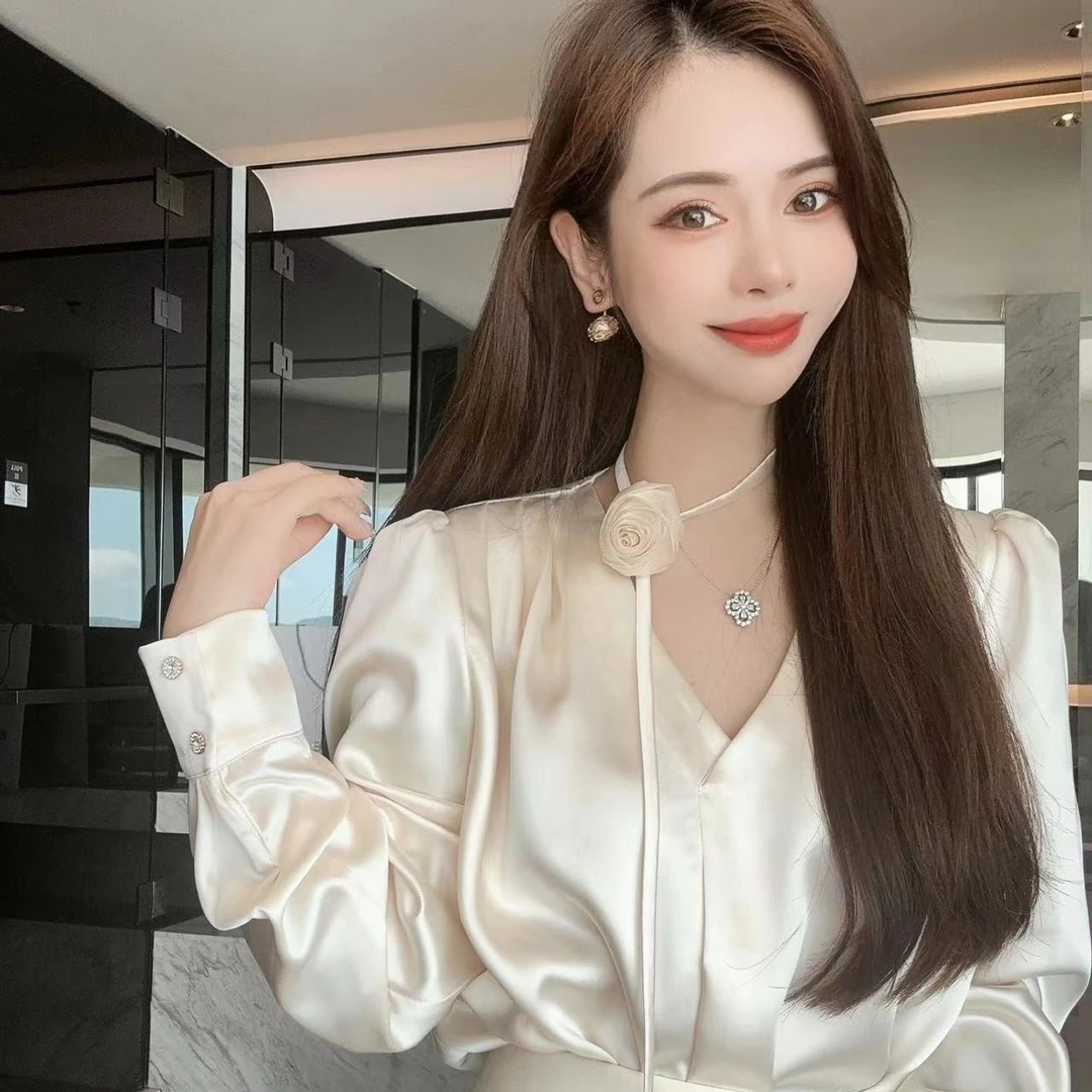 新款现货春夏季香槟色衬衫宽松上衣设计高级感显瘦网红百搭DC145