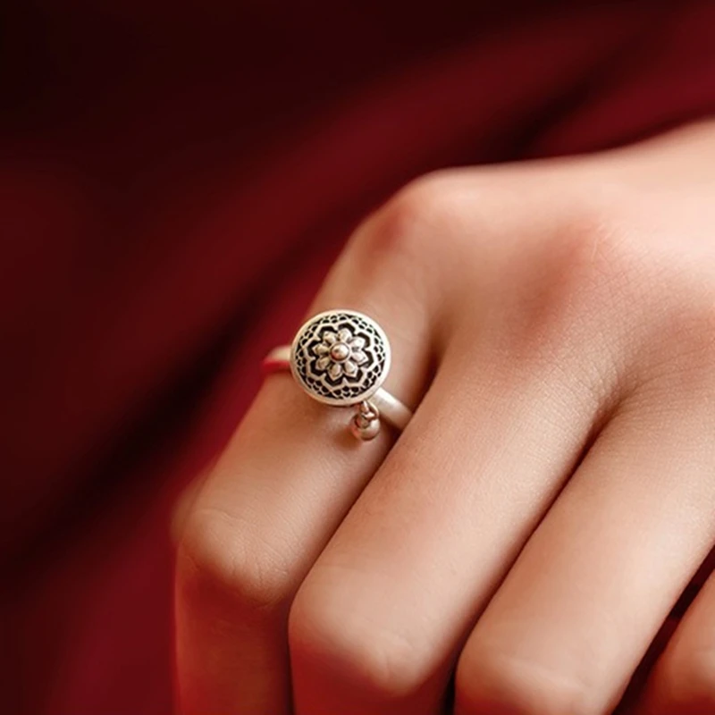 钛钢戒指 招财转运轮戒指复古做旧国风国潮女款时尚女士指环个性