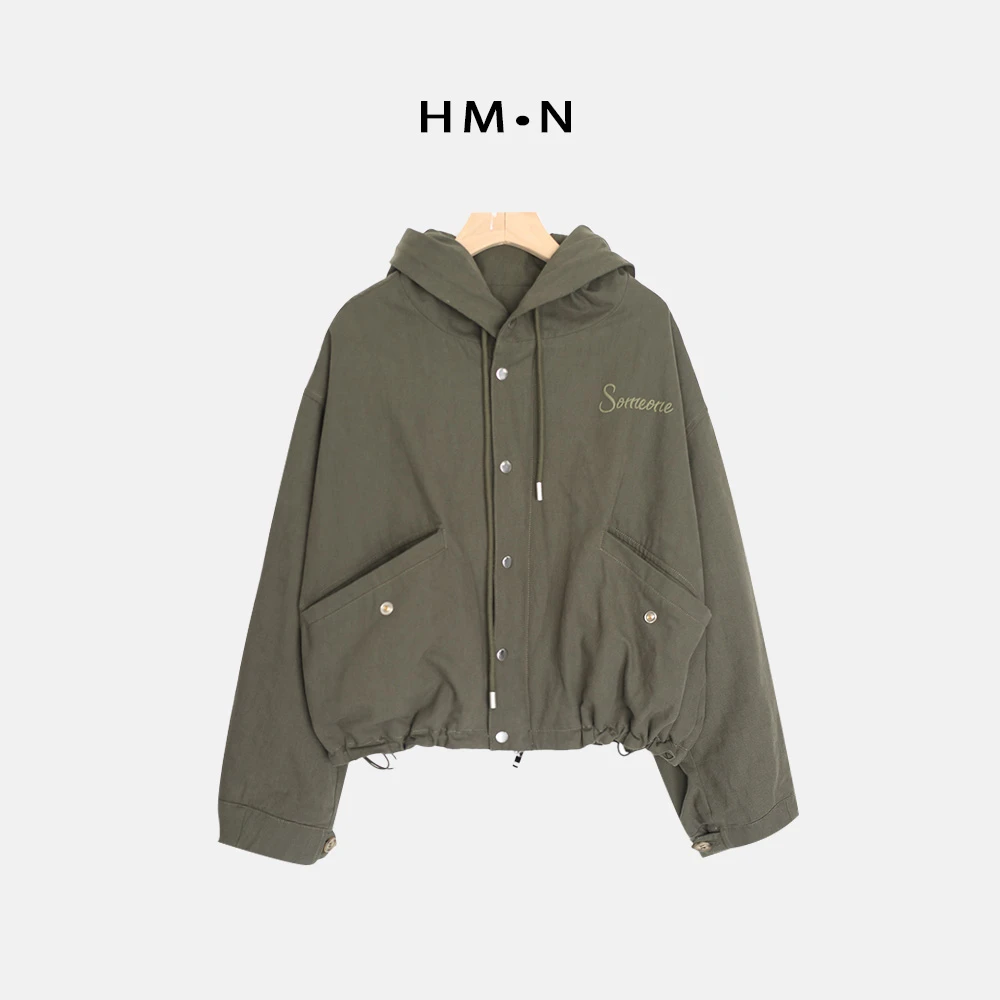 JIAJIA【现货】秋冬新款连帽工装夹克外套女宽松休闲加厚棉服S73185