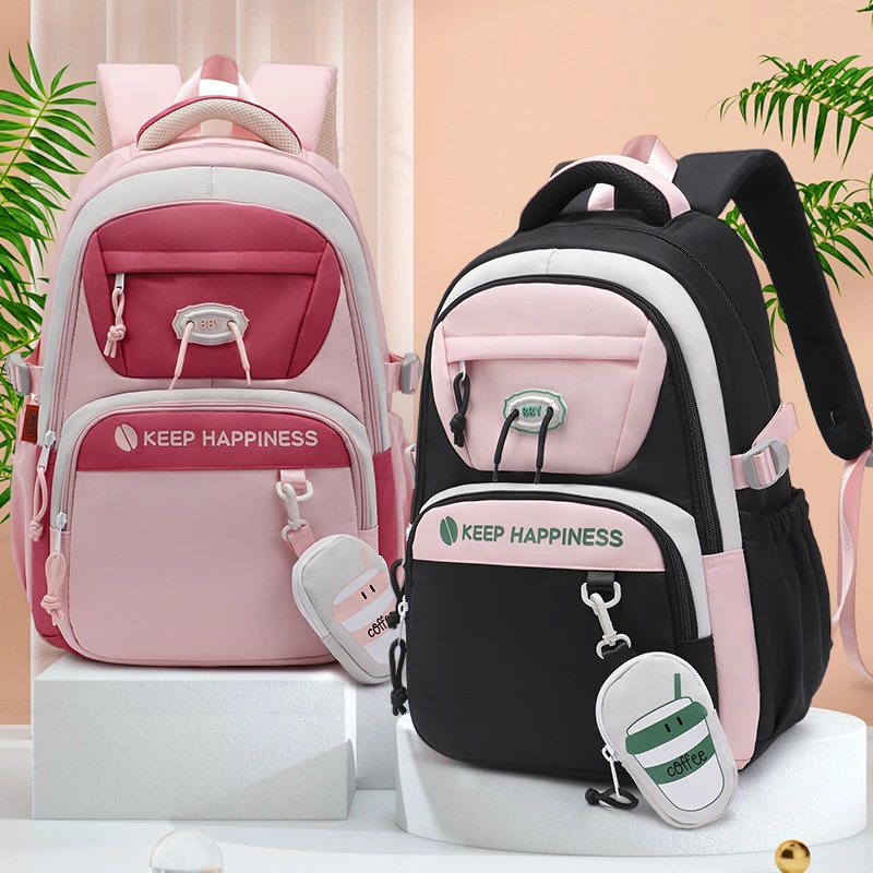书包女减负初中女生大容量简约高中生中学生轻便小学生双肩包背包