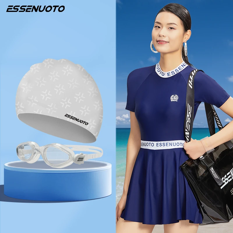 essenuoto连体泳衣女士夏季新款保守高级感遮肚显瘦女孩时尚泳装