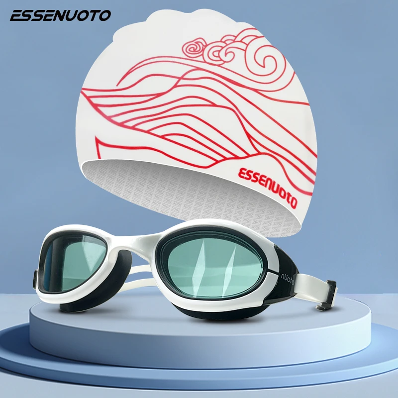 essenuoto游泳镜防水防雾高清专业泳镜泳帽套装成人护目游泳装备