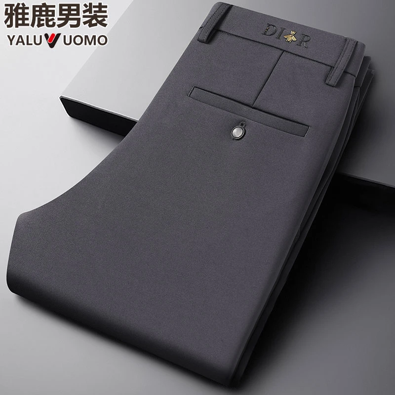 雅鹿男装秋季新款休闲裤商务弹力百搭男裤宽松中高腰爸爸裤子中年