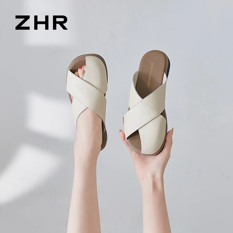 ZHR/则则拖鞋女夏季新款平底休闲凉拖鞋女外穿软底舒适包头女鞋