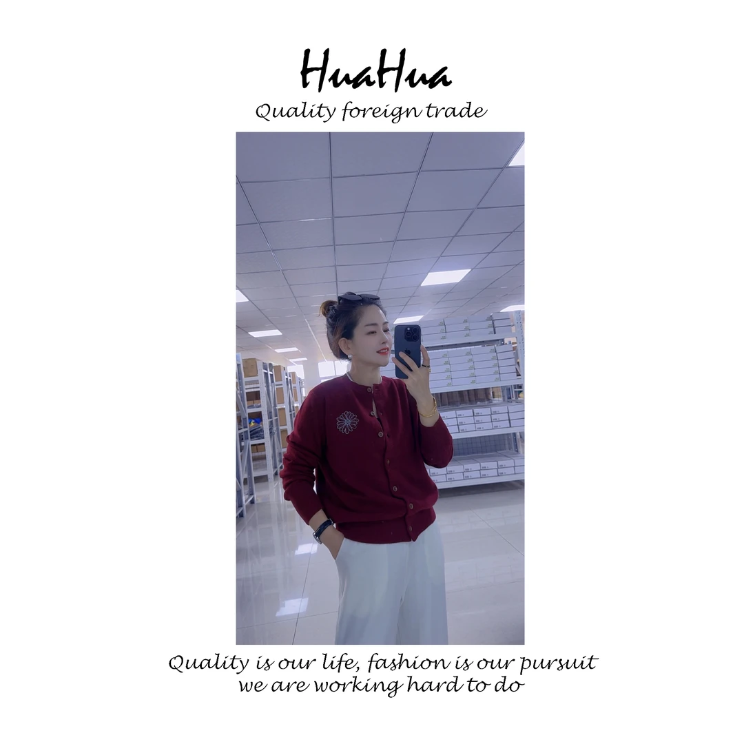 HUAYS 【秋日雏菊】100%羊毛小雏菊针织开衫韩国小众慵懒 YS8831