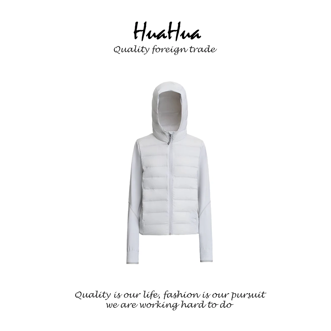 HUAHUA 女款 90%白鹅绒 800蓬 运动系列轻量化鹅绒连帽夹克羽绒服