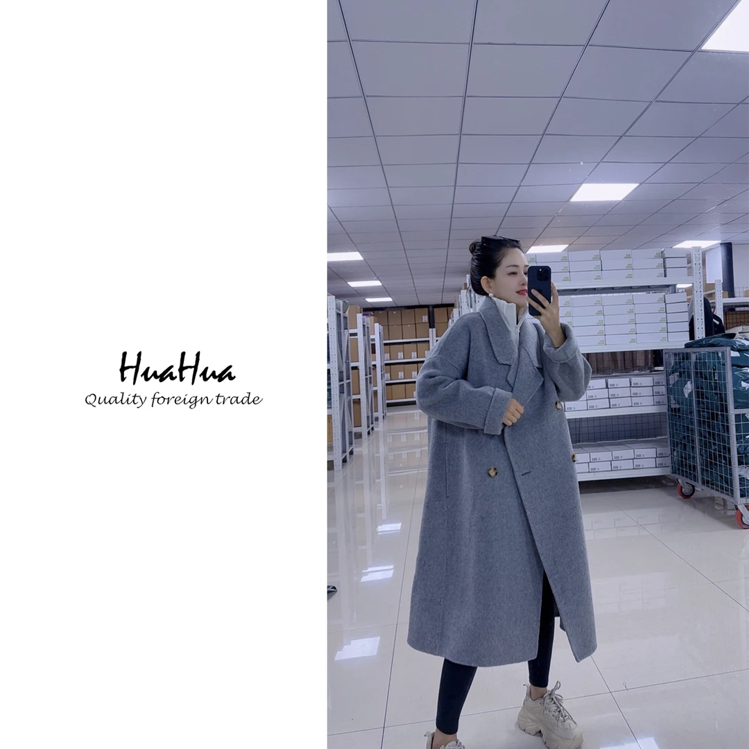 CJ 【90%绵羊毛10%羊驼毛】双面呢羊毛大衣韩国小众中长款 CJ0012