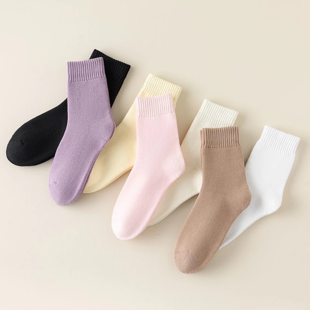 【芬姐专属】新款加厚款毛圈袜纯色百搭袜子W8188
