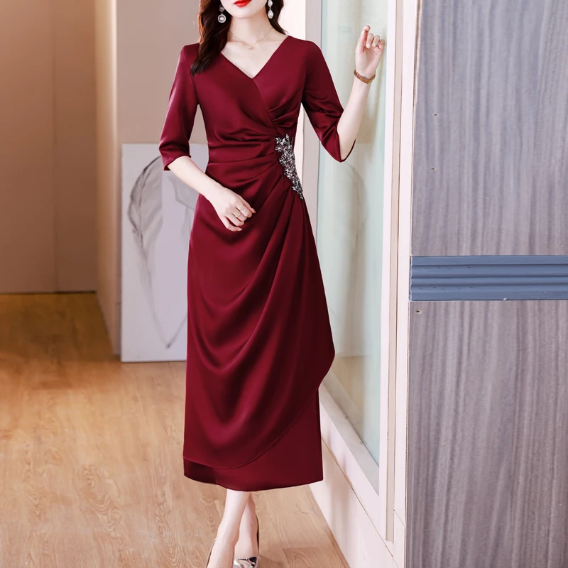 blx9560喜婆婆婚宴装礼服裙新款妈妈装重工镶钻修身显瘦连衣裙