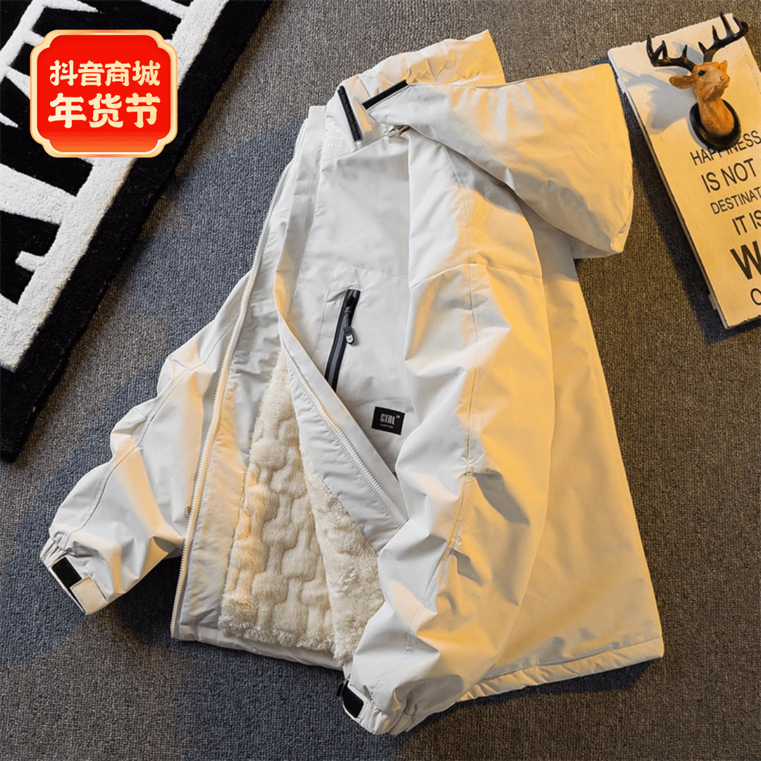 GOOMIL LEE羊羔绒工装棉服男冬季户外加绒加厚冲锋衣防风夹克外套