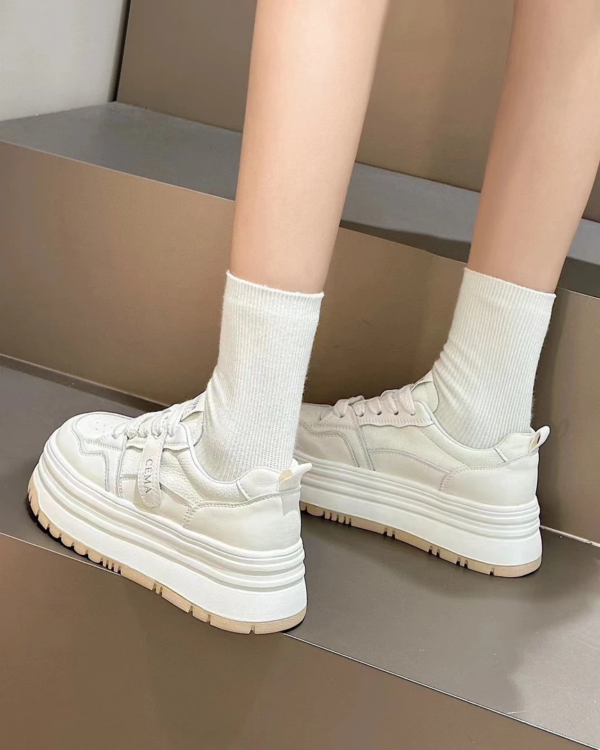 韩系真皮休闲厚底鞋