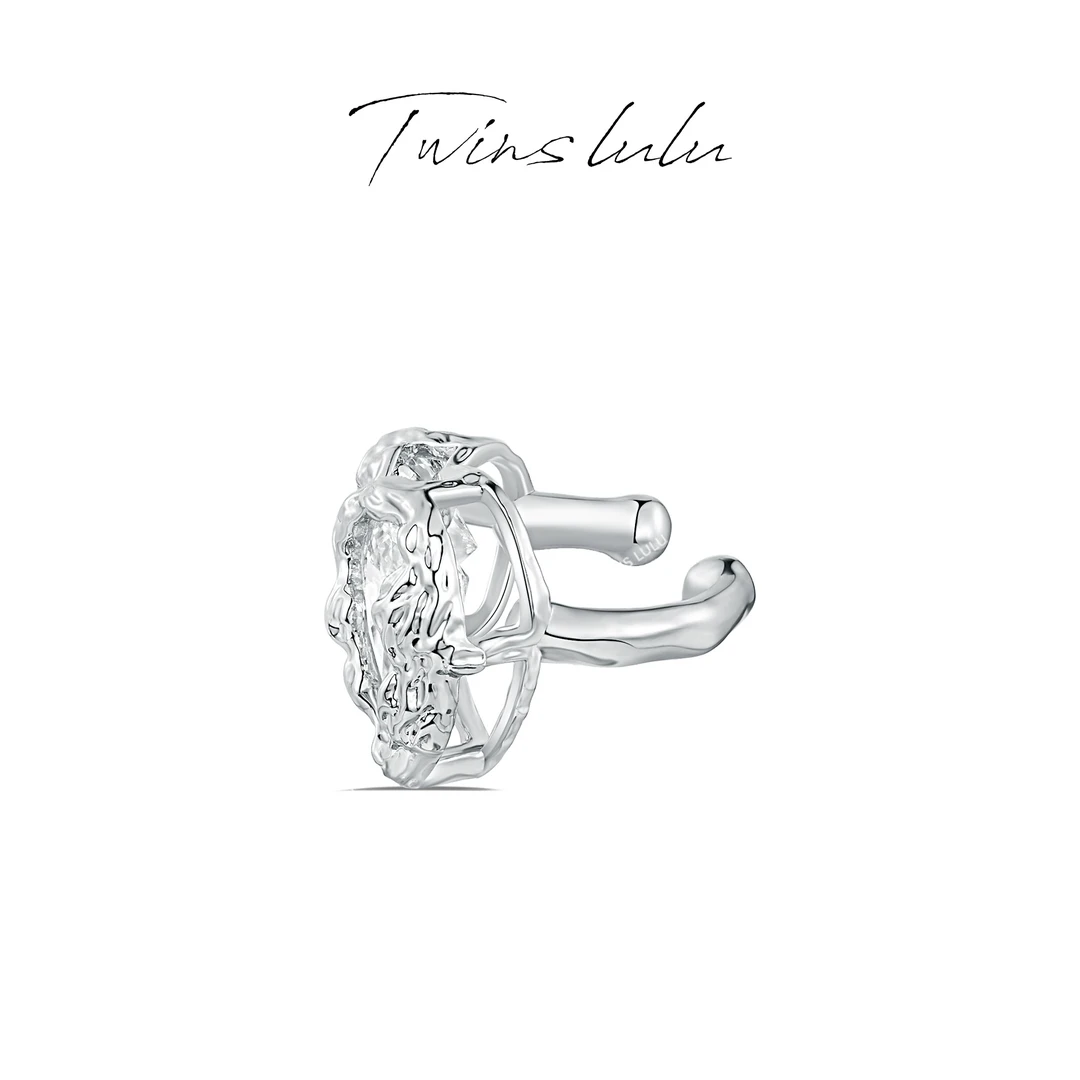 铜合金合成锆石耳饰 轻奢简约甜酷超闪熔岩无耳洞耳骨夹TSL863