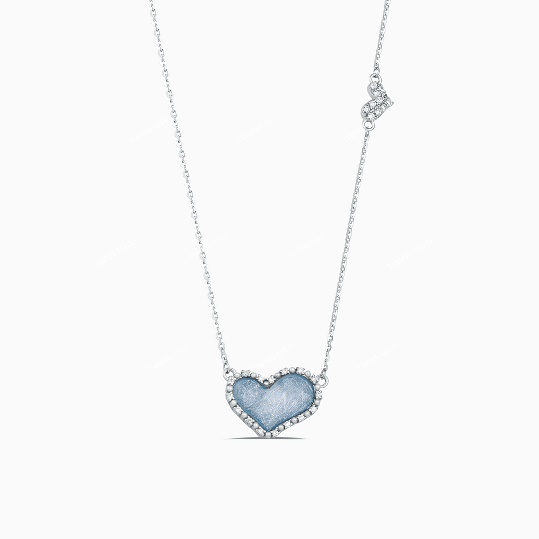 坠链均925银 【夏日新品】夏天气质百搭简约蓝色爱心项链TSJ9327