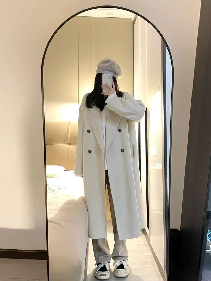 呢子大衣2024秋冬季韩系中长款高级感小个子穿搭赫本风毛呢外套女