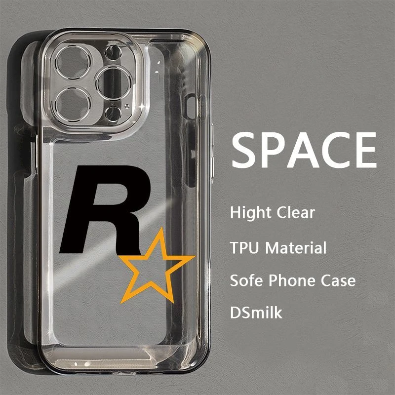 R星iPhone14Pro手机壳13透明黑12苹果11XsMax软78plus潮xr/x小众