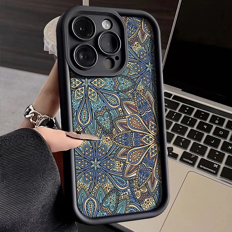 复古图腾苹果14promax手机壳iphone13高级感12全包防摔11软xs/x