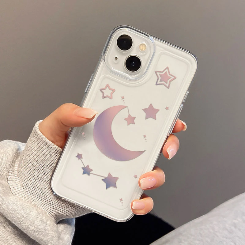 月亮星星苹果14plus手机壳iPhone13pro彩色12简约11小众xr防摔xsm