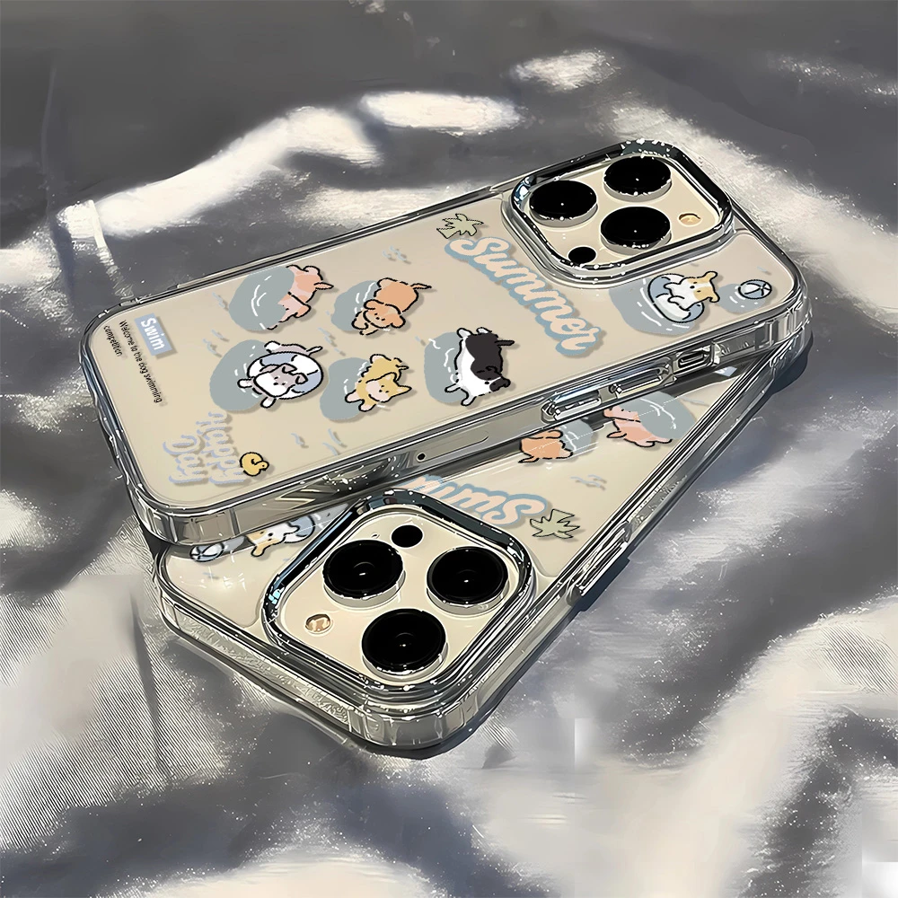 戏水小动物苹果14手机壳适用iphone13promax/11/12/xsmax透明