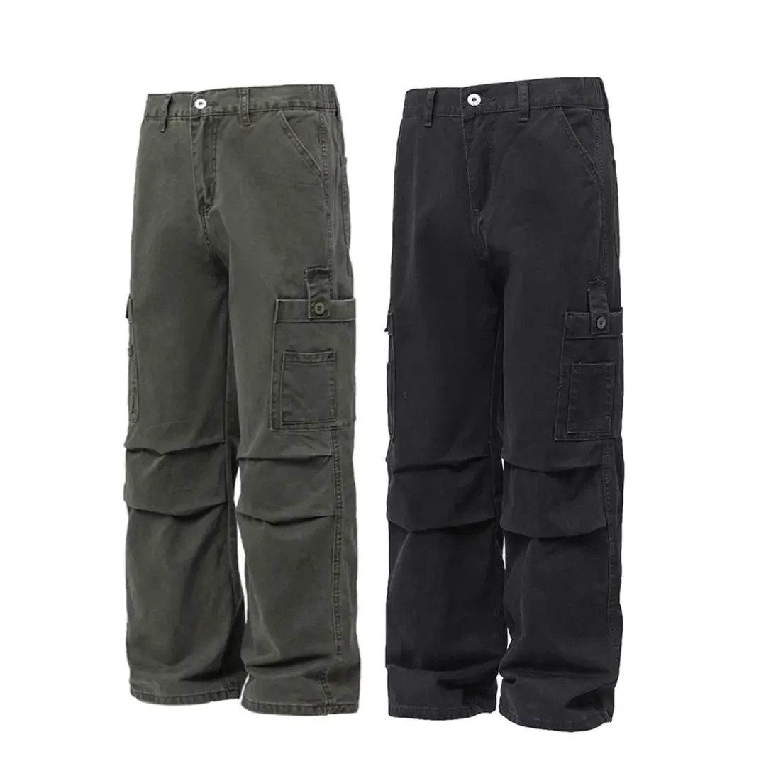 美式复古解构设计感工装裤男女宽松休闲褶皱垂感裤子419