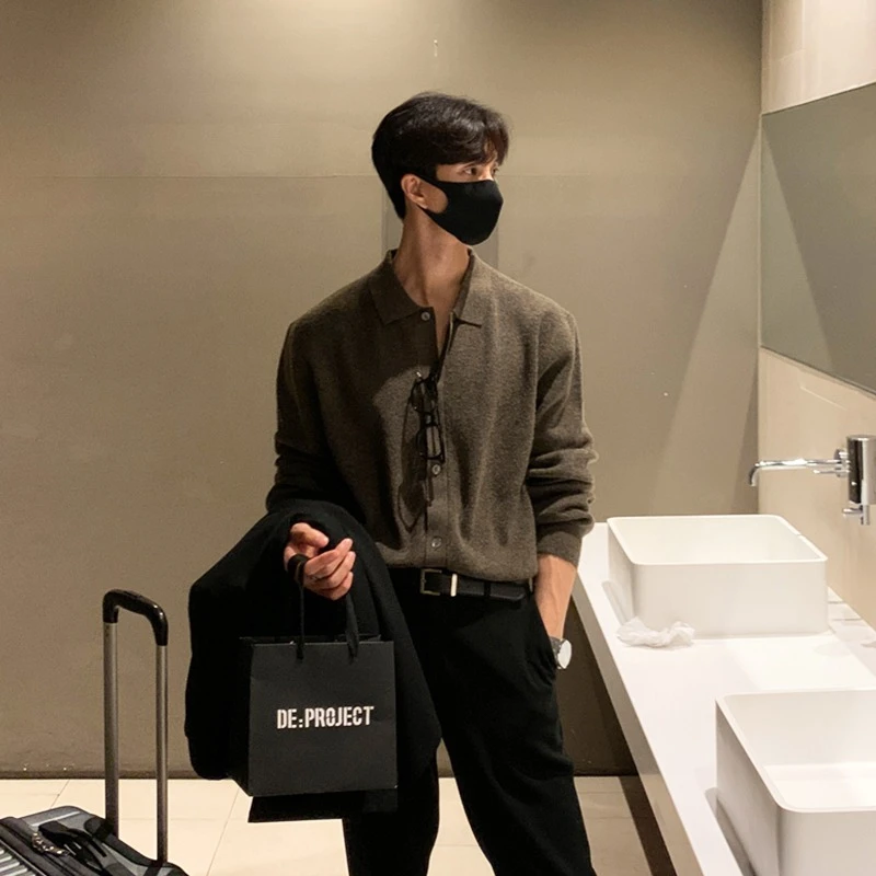 polo领开衫针织毛衣男士高档春秋爆款2025新款毛线衣内搭开衫毛衣