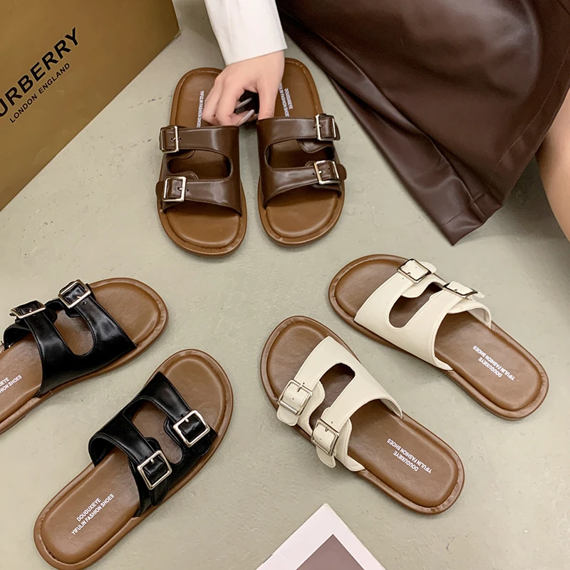 勃肯拖鞋女夏季外穿2024年新款复古仙女风休闲软平底沙滩海边凉拖