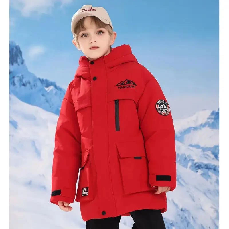 精品童装儿童羽绒服男童加厚中长款2024冬季新款女童中大童6到15