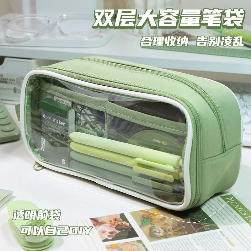 ins风小众巨能装痛包铅笔袋大容量透明笔袋女生小学生文具盒笔袋