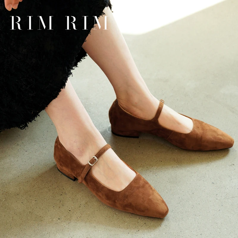 RIM RIM【经典系列】 羊反绒玛丽珍单鞋塑型马皮鞋优雅新中式粗跟鞋