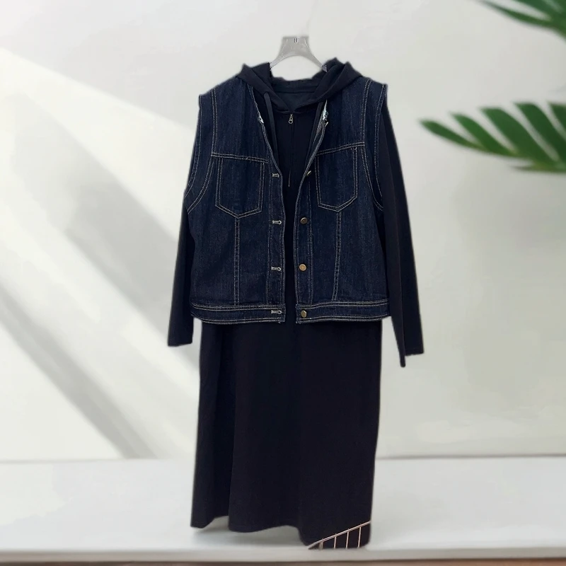 必魅-2024秋冬（马甲+连衣裙）牛仔马甲外套3978气质百搭连衣裙