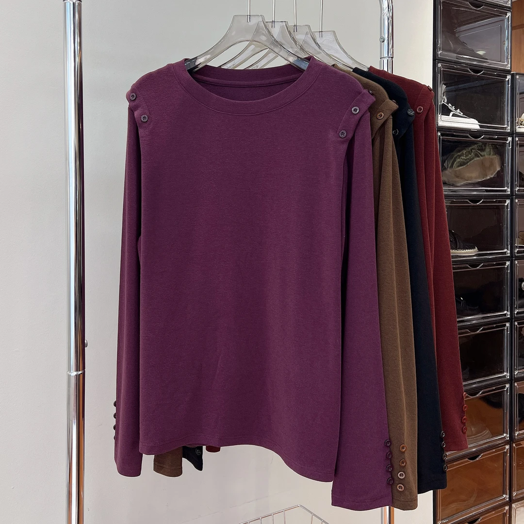 必魅-2024秋季港风设计感气质长袖T恤时尚百搭圆领上衣3187潮