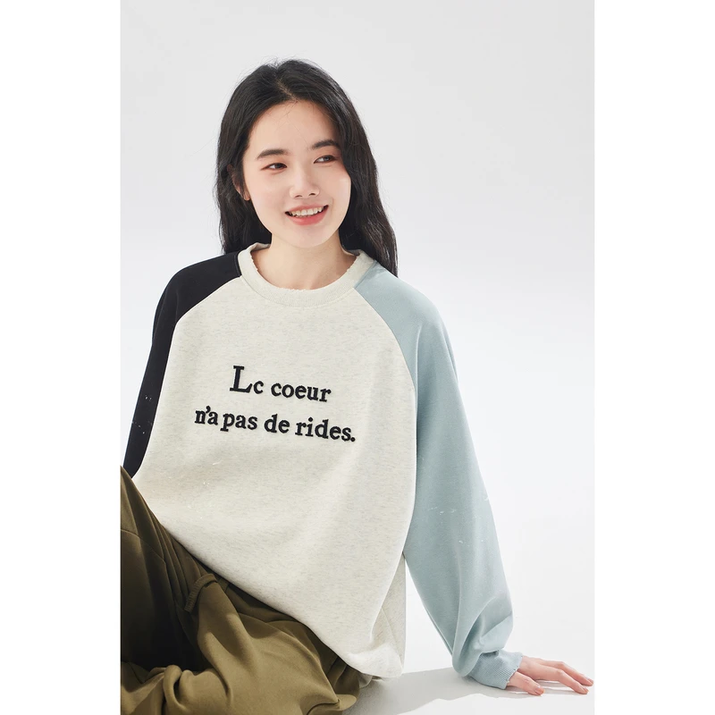 飞鸟和新酒圆领撞色卫衣上衣女FD450101058