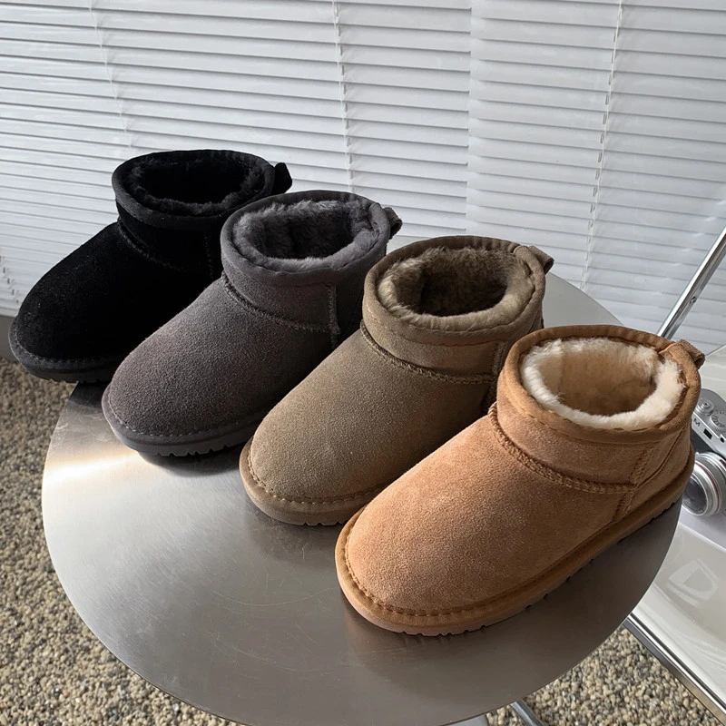 儿童雪地靴百搭冬鞋女童加绒保暖男童防滑软底棉靴子宝宝短靴真皮
