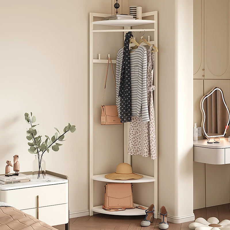 法仕欧落地客厅家用转角衣帽架北欧简易立式双层置物扇形衣服架子