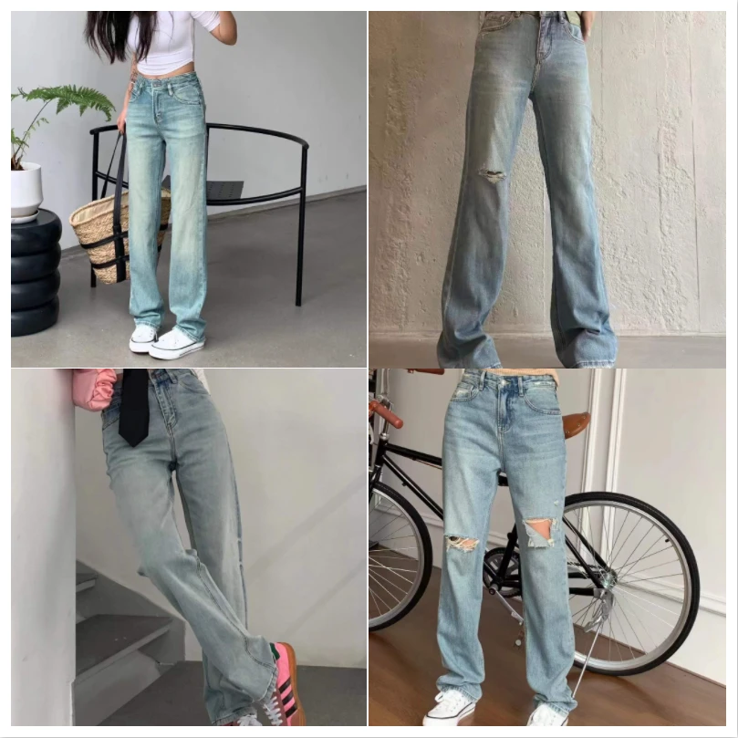 2025春季牛仔品牌高货/欧货牛仔女裤牛仔裤破洞枇杷膏肯豆风女款