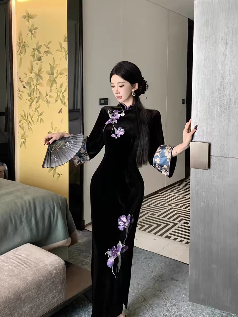 （暗香盈袖）新中式国风改良旗袍高级感复古重工刺绣老上海港风秋冬