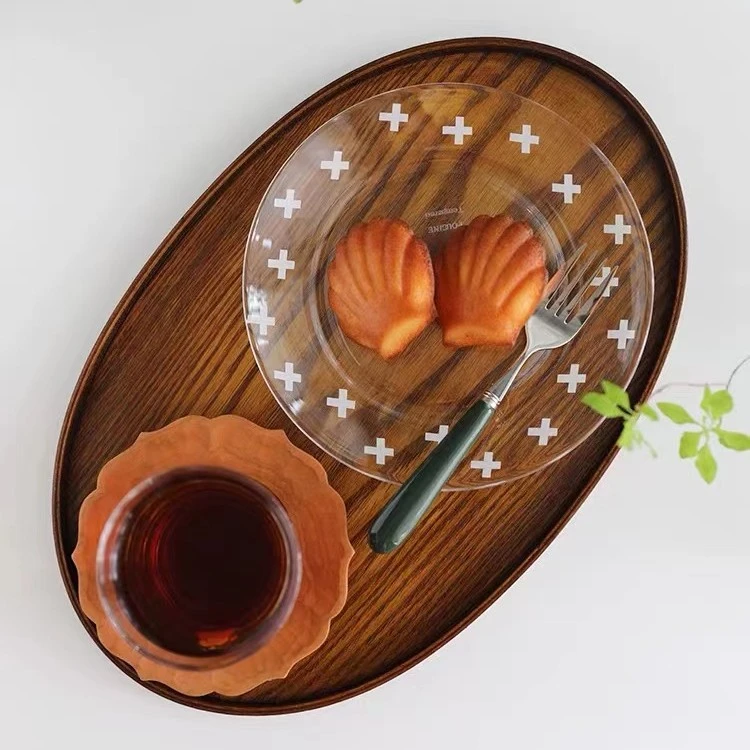 水曲柳复古木质茶托盘椭圆形实木餐盘家用收纳