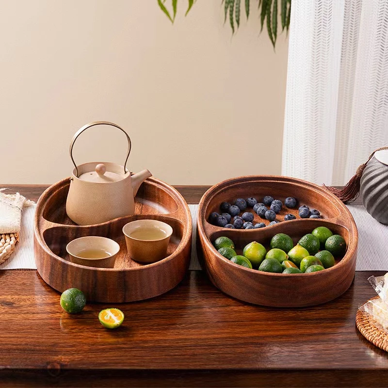 南美整木胡桃木果盘分格实木水果沙拉碗碟创意相思木干果零食盘