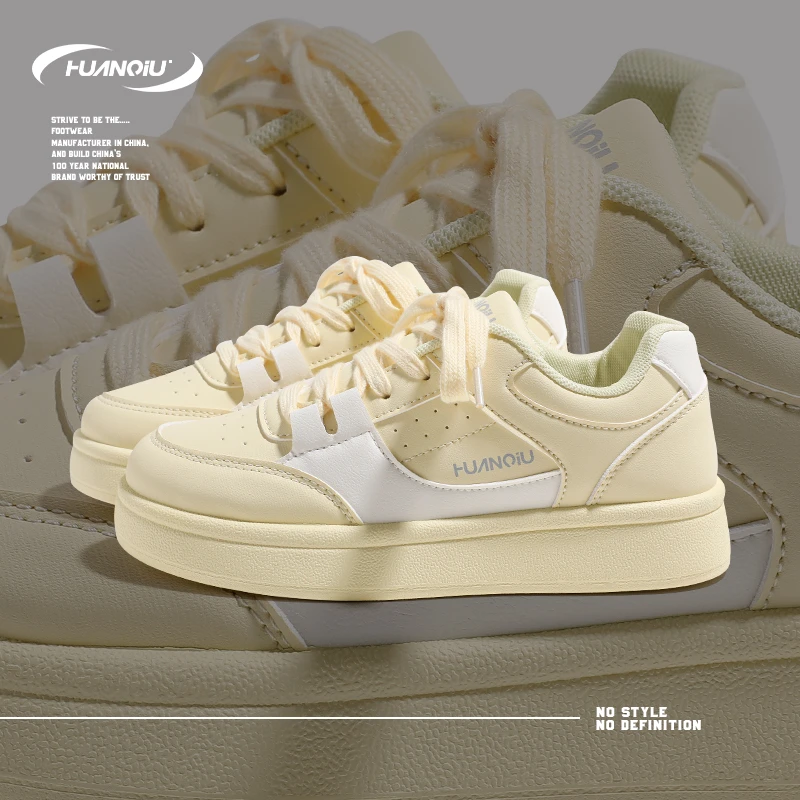 HUANQIU/环球潮流运动休闲板鞋女鞋2024新款校园风厚度增高百搭鞋