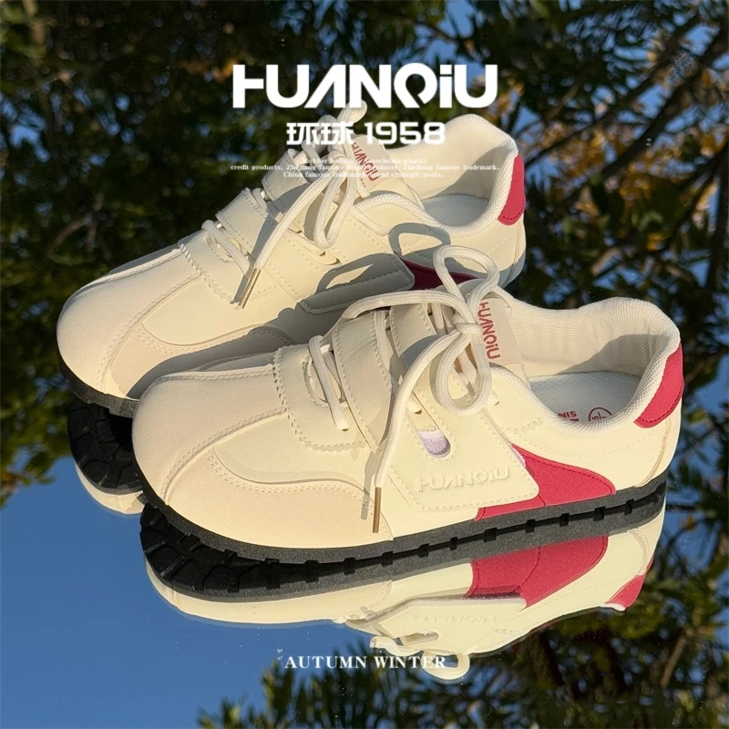 HUANQIU/环球德训休闲米红小巧轻便时尚女鞋2024新款百搭高颜值鞋