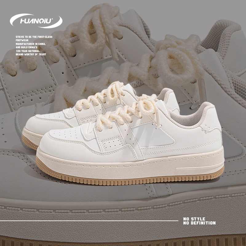 HUANQIU/环球厚底小白鞋女鞋休闲百搭小众校园风学生运动休闲鞋女