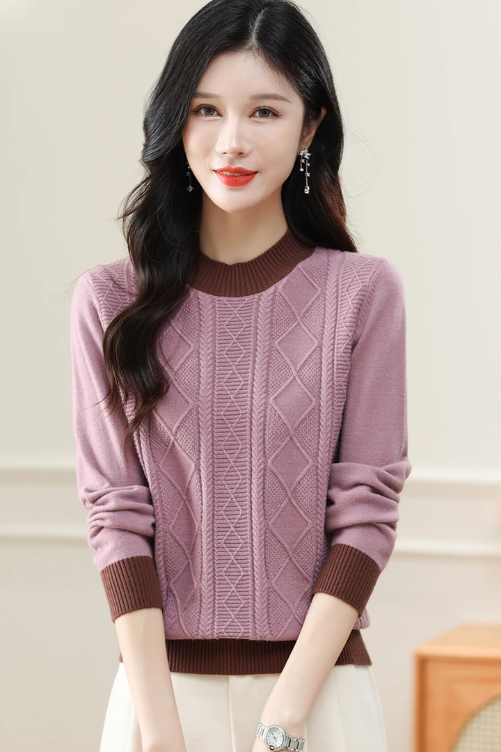 2024新款冬季女士半高领毛衣保暖气质宽松显瘦打底百搭洋气时尚