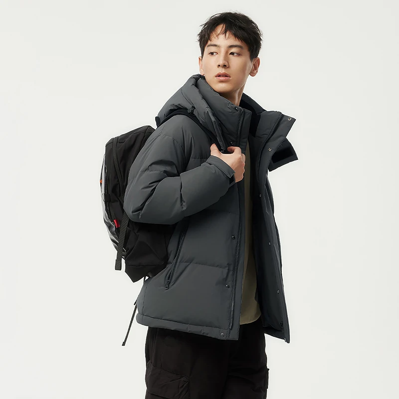 坦博尔24年新品男士商务休闲保暖可脱卸帽短款羽绒服TAF530325Z